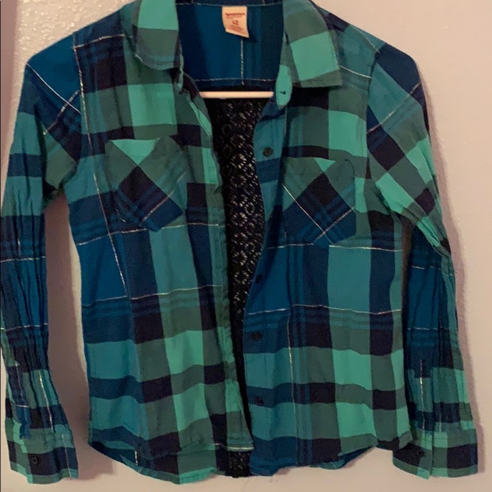 Flannel with lace strip